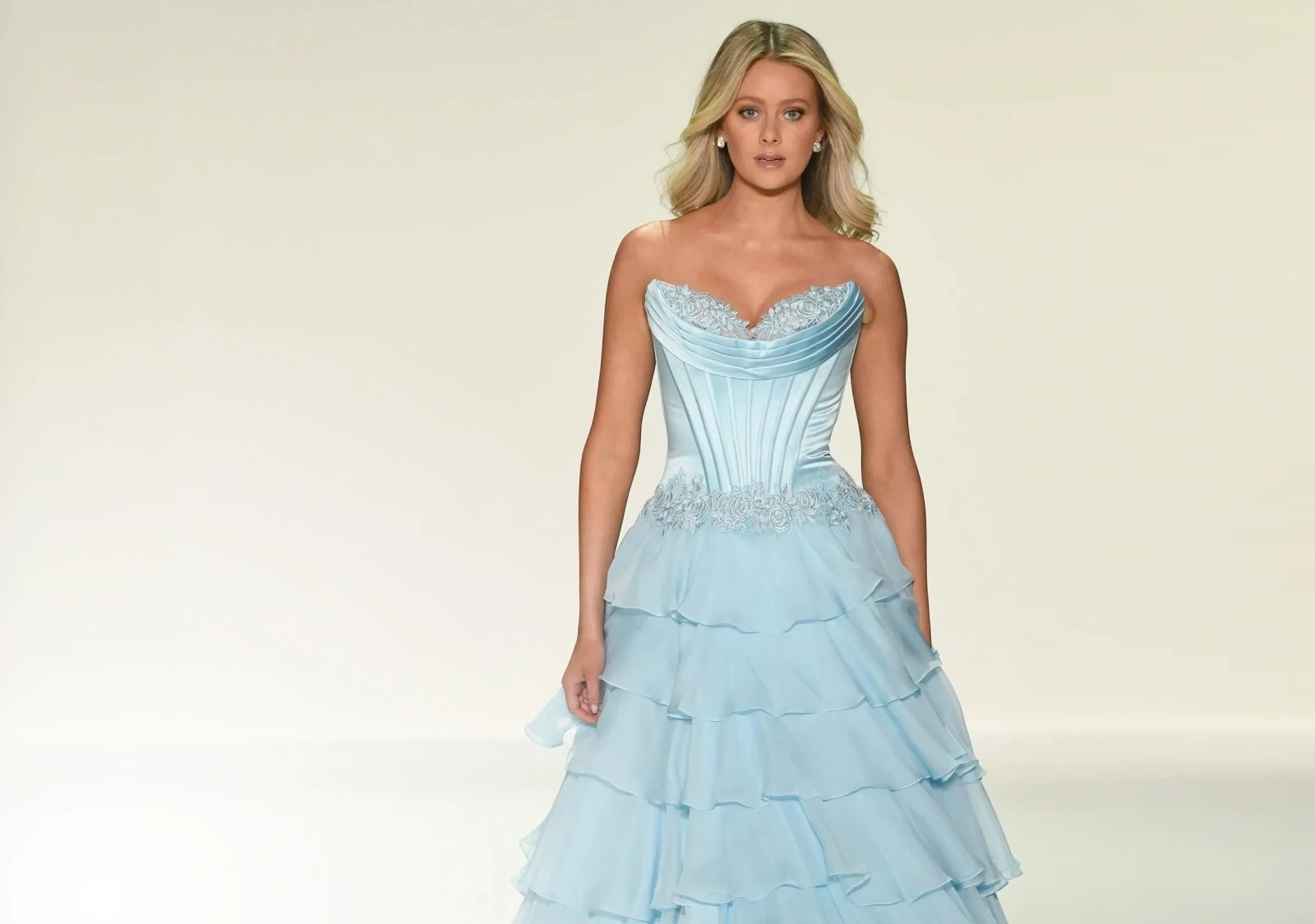 Model wearing prom dress