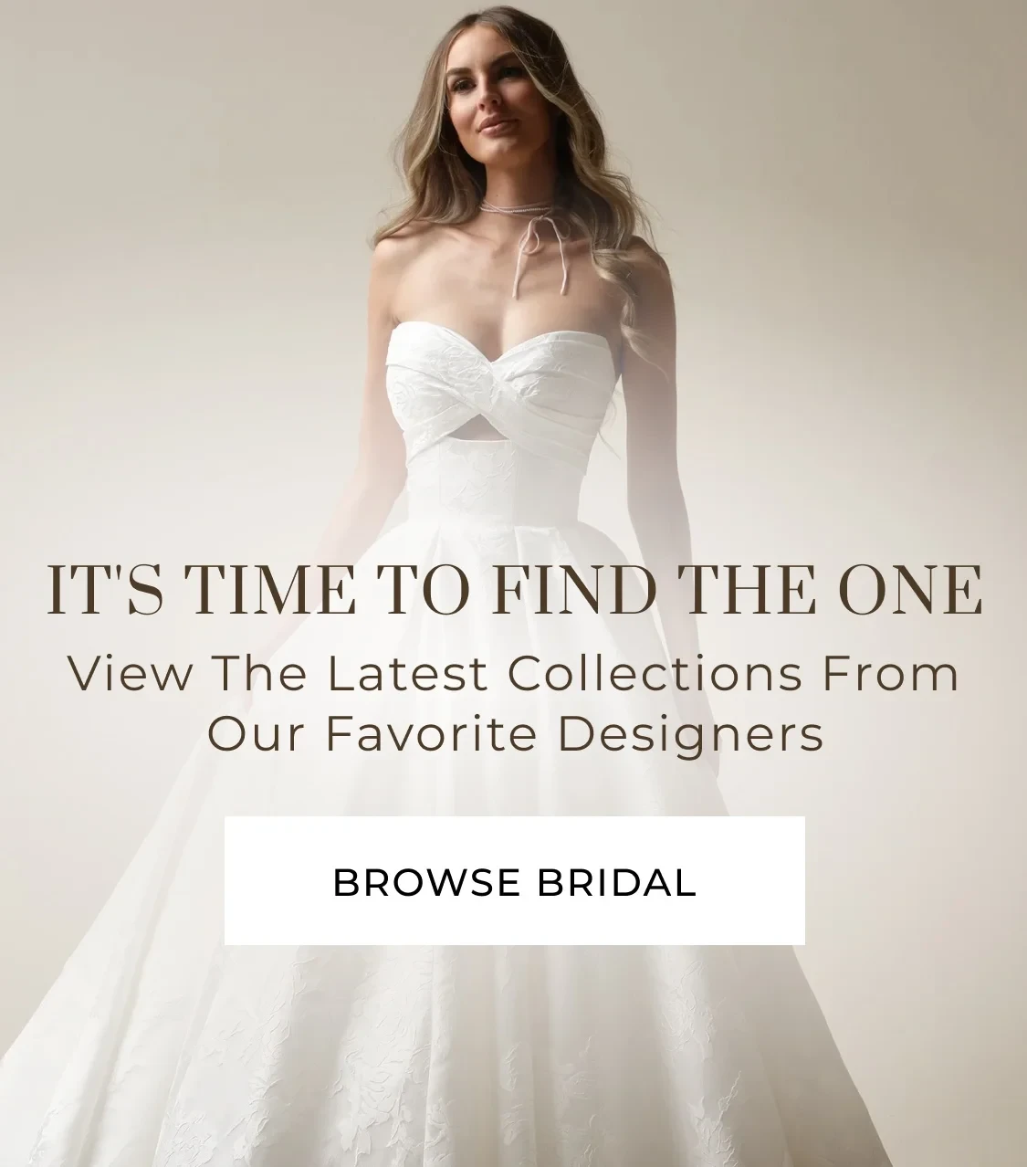 A Model wearing Maggie Sottero bridal gown, mobile banner