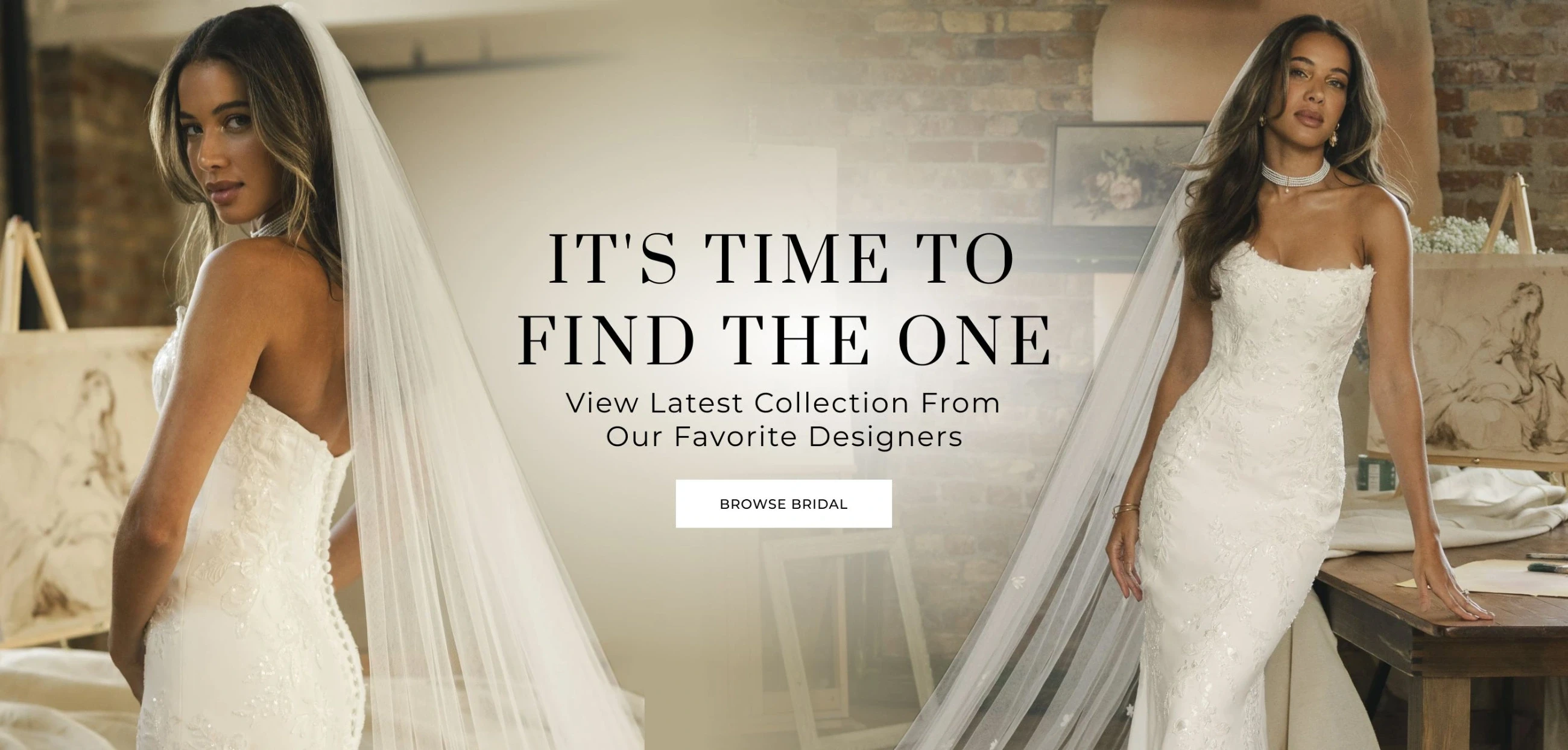 Models wearing Maggie Sottero bridal dresses, desktop banner