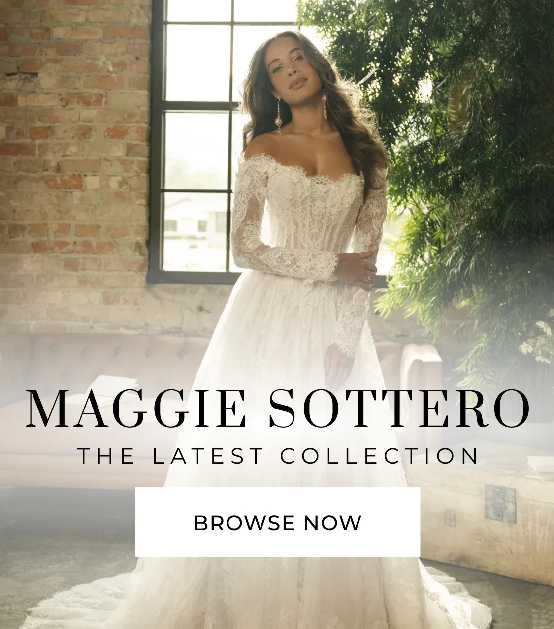 Models wearing Maggie Sottero bridal gowns, mobile banner